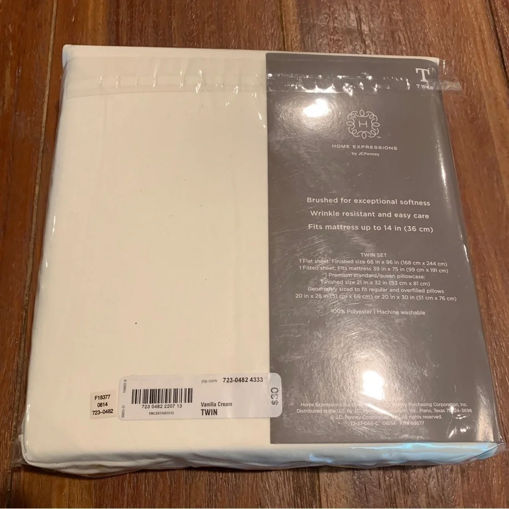 JCPenney Cream Microfiber Twin Sheet Set NWT NEW
